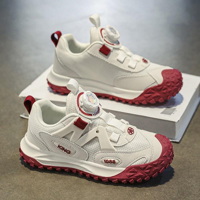 Youth style shoes Girls Soft Sole Chunky Sneakers Kids Winter Lightweight Breathable Toddler Running Shoes With Rotating Buckle