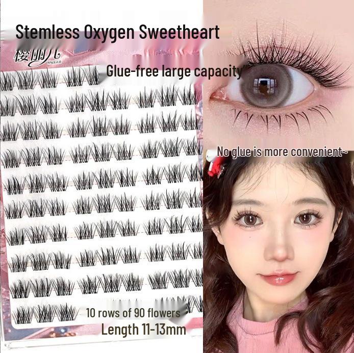 Ying Lier Natural Cluster Fox-Eye Eyelashes - Beginner-Friendly and Glue-Free