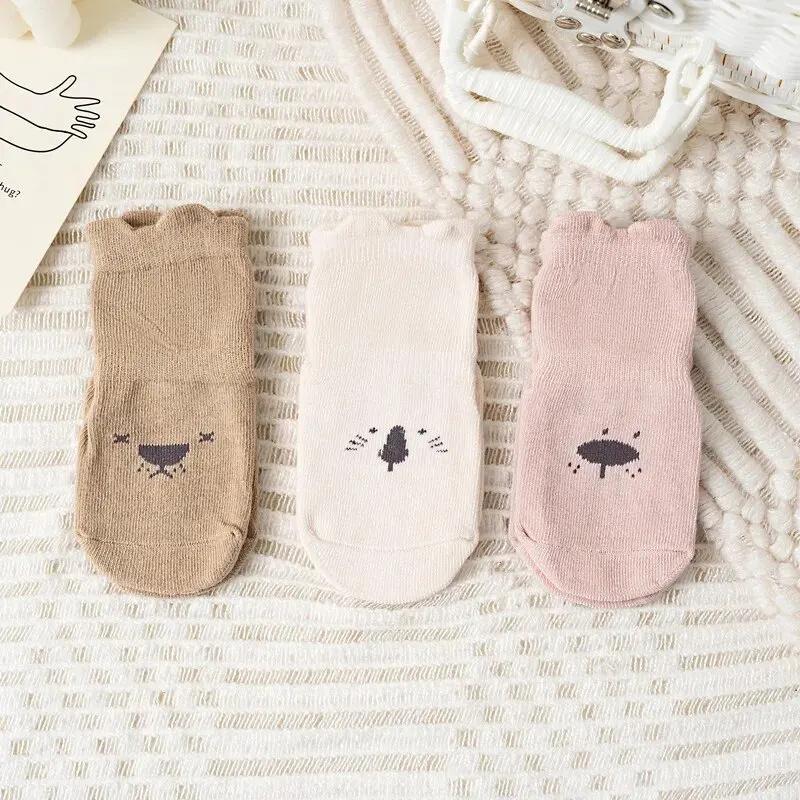 3/1 Pairs Cartoon Baby Socks Infant Newborn Anti-Slip Cotton Floor Socks For Girls Boys Cute Unisex Rubber Grips Toddler Socken