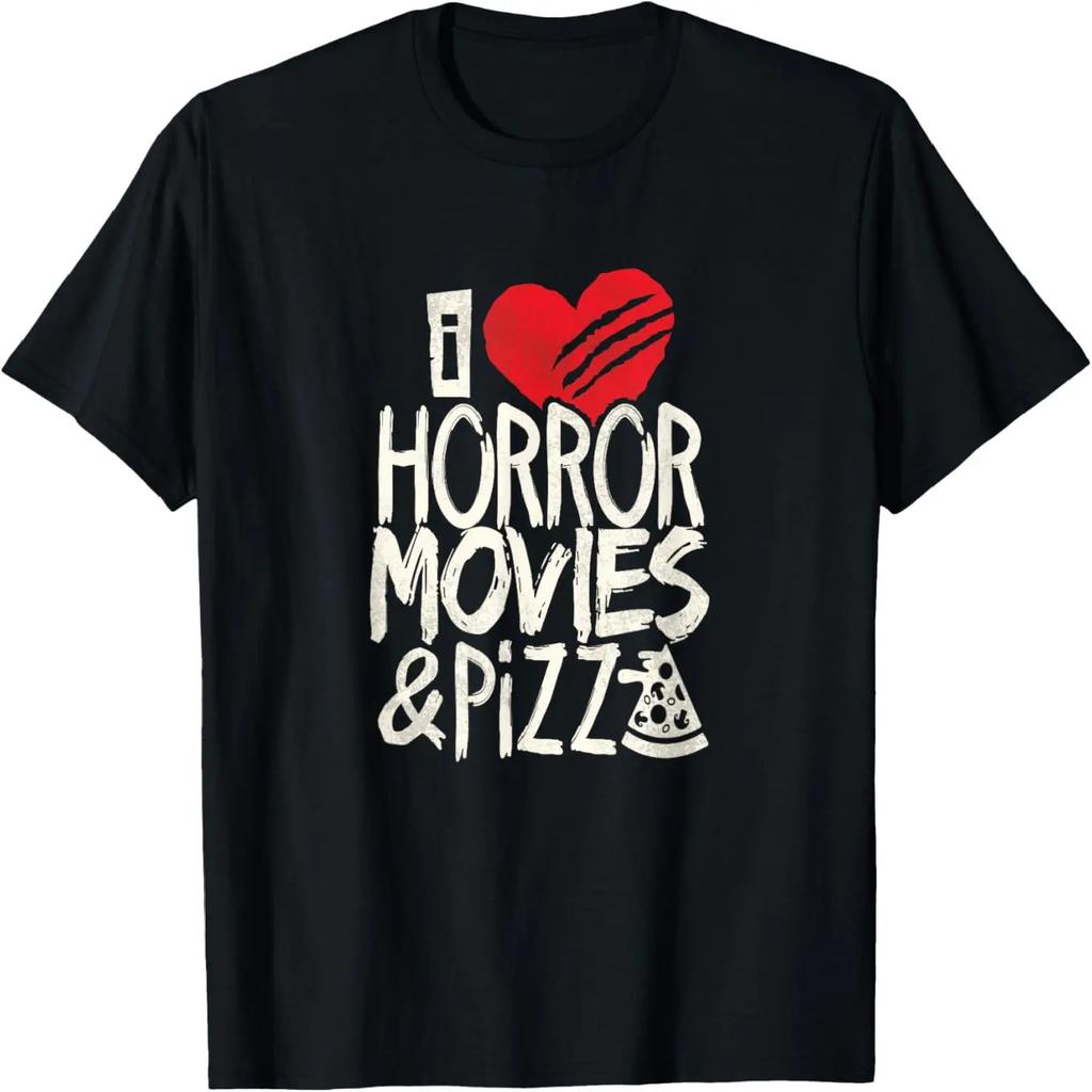 I love horror movies and Pizza graphic movie lover T-Shirt