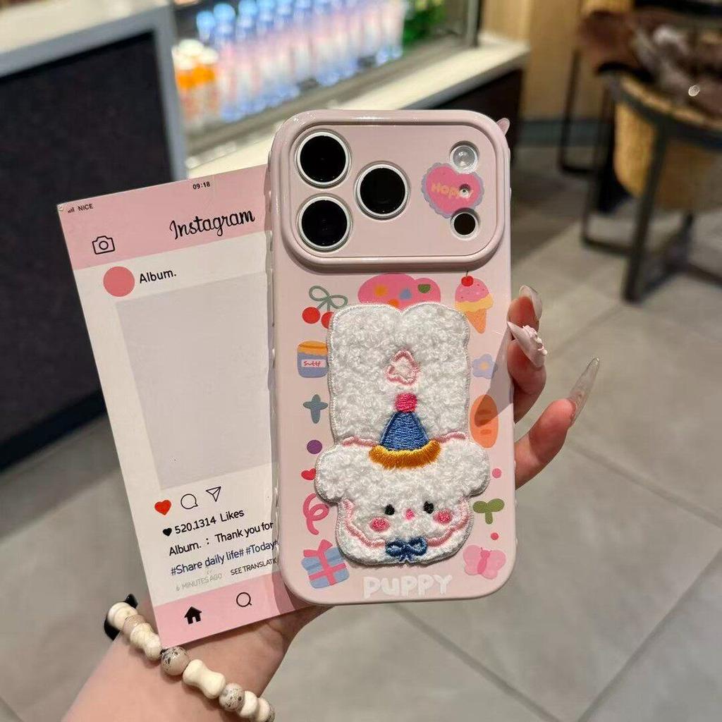 Soft Cute Plush Embroidered Animal Suitable for Apple Promax Mobile Phone Case/bubble Heart Plus Soft Case