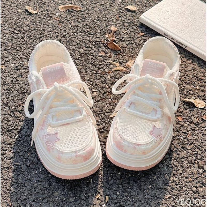 Fashion New summer versatile thick sole height increasing niche casual sports shoes star board shoes women's mesh breathable shoes