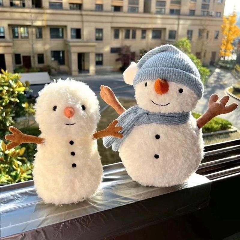 22CM Super Cute Sammy Snowman Plush Toy Cute White With DIY Scarf Hat Wnter Snowman Placating Doll Send Children Birthday Gift