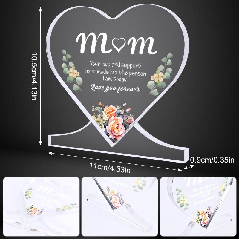 1set To Mom Mother's Day Birthday Love You Forever Artificial Green Vine Flowers Desk Acrylic Decorative Statue Plaque with Stand Gifts Sign