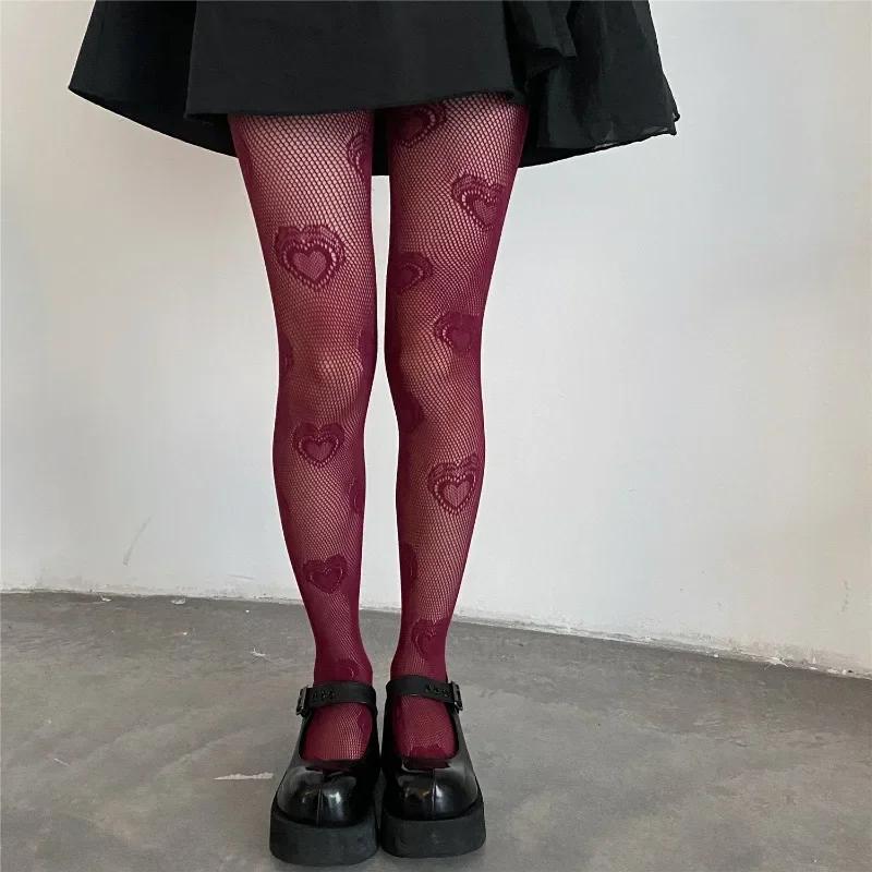 Dames Sexy Meerdere Lagen Hartvormige Panty's Uitgesneden Visnet Panty's Lolita Retro en Lief Ademende Sokken Kerst