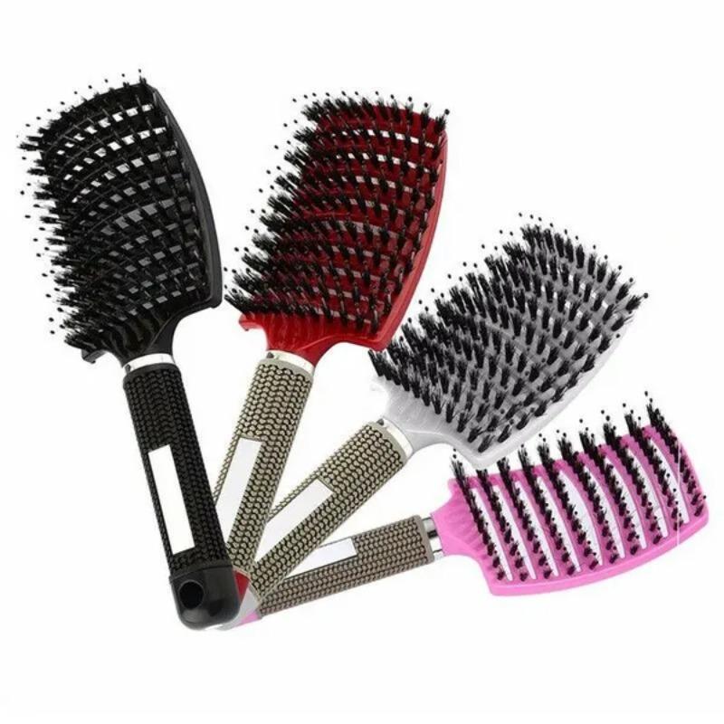 Detangling Nylon Bristle Brush Women Men Hair Scalp Massage Comb Hairbrush
