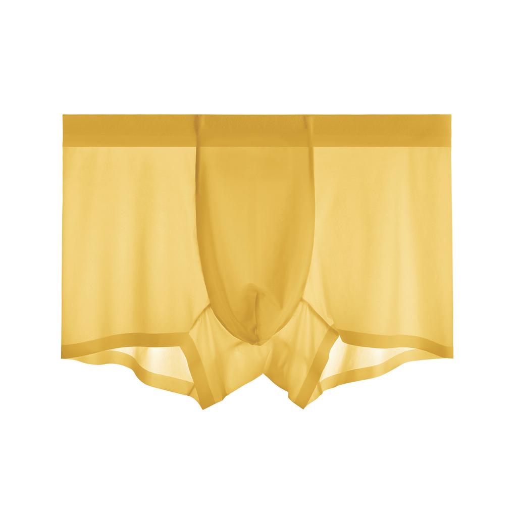Summer Men Silk Cool Boxer Briefs Sexy Transparent Seamless Underwear