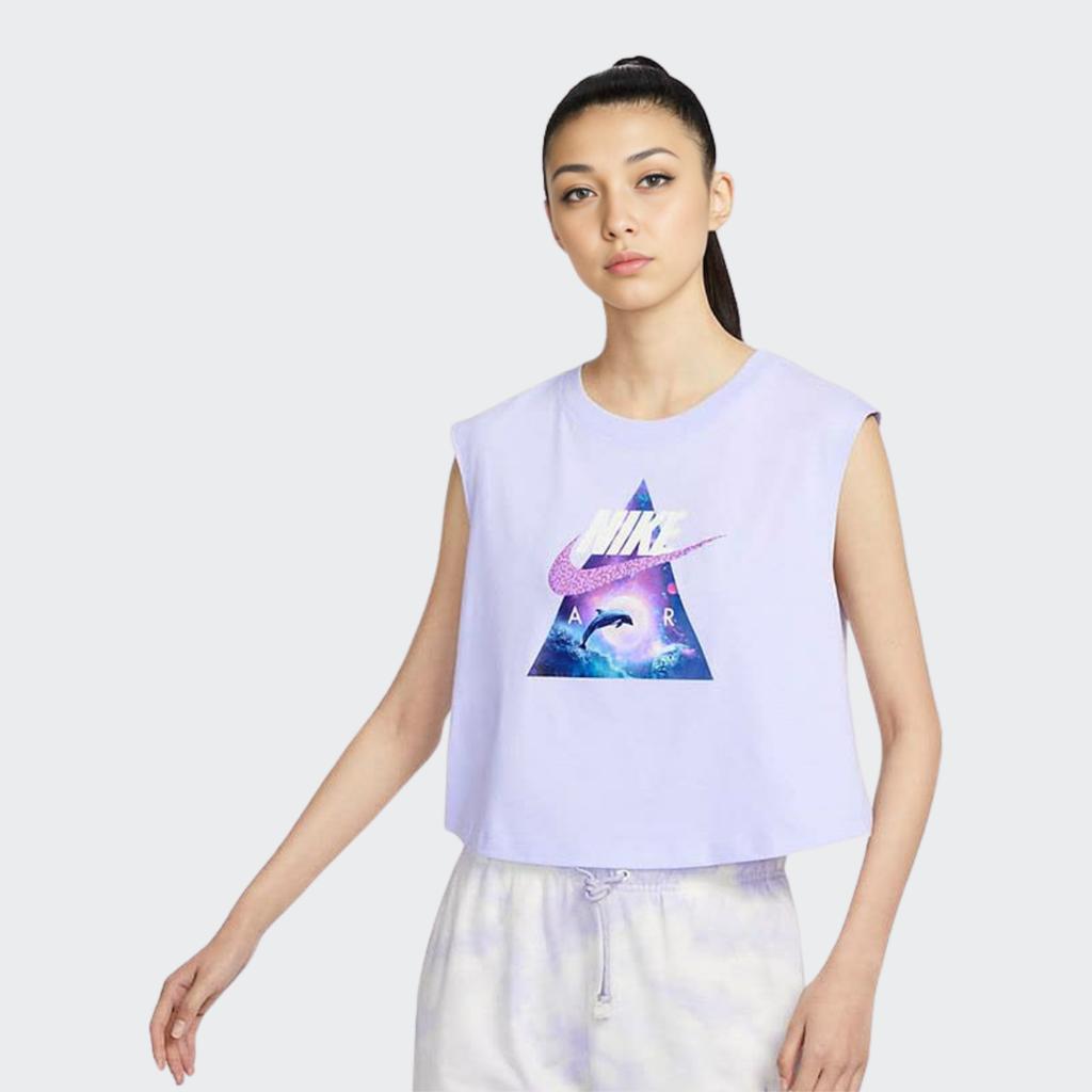 Nike Oddychająca kamizelka bez rękawów z nadrukiem alfabetu Damskie topy Fioletowy FD1215-536