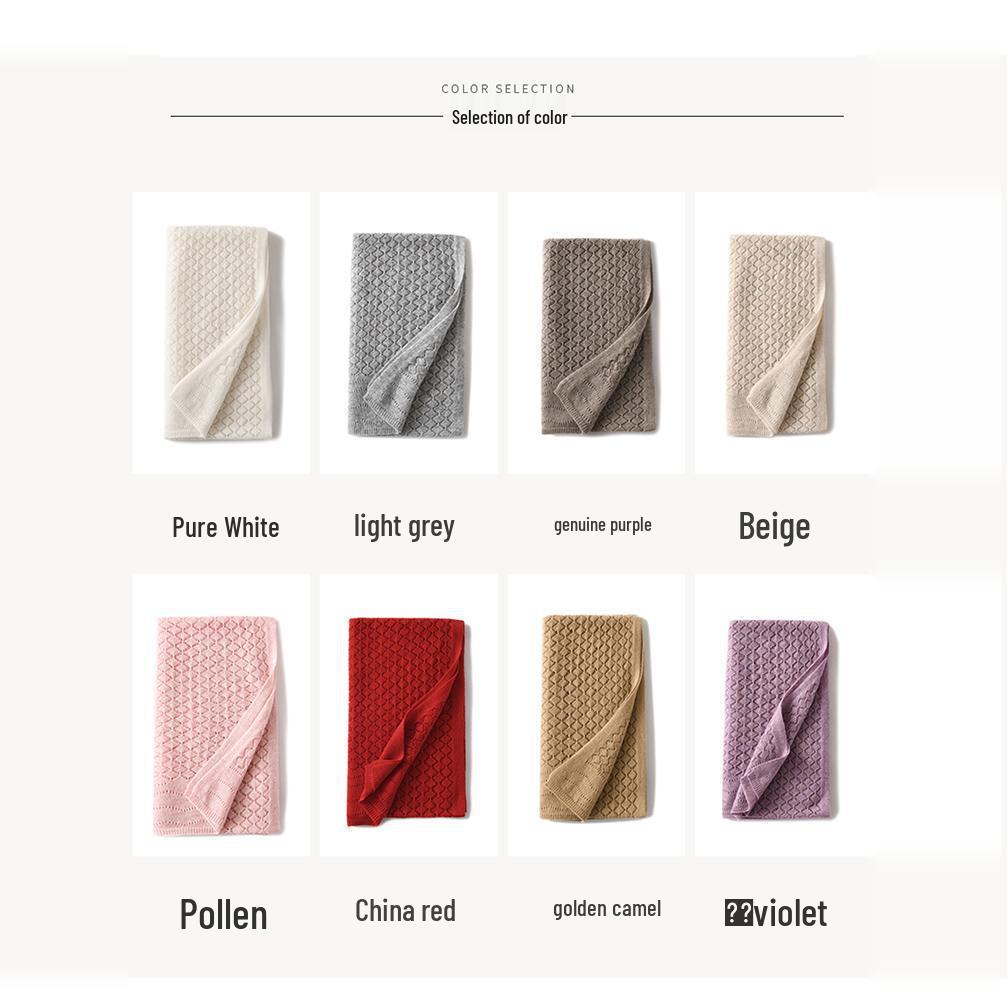 Women's Diamond Openwork Pure Cashmere Scarf: Warm, Knitted, Versatile Shawl for Autumn & Winter