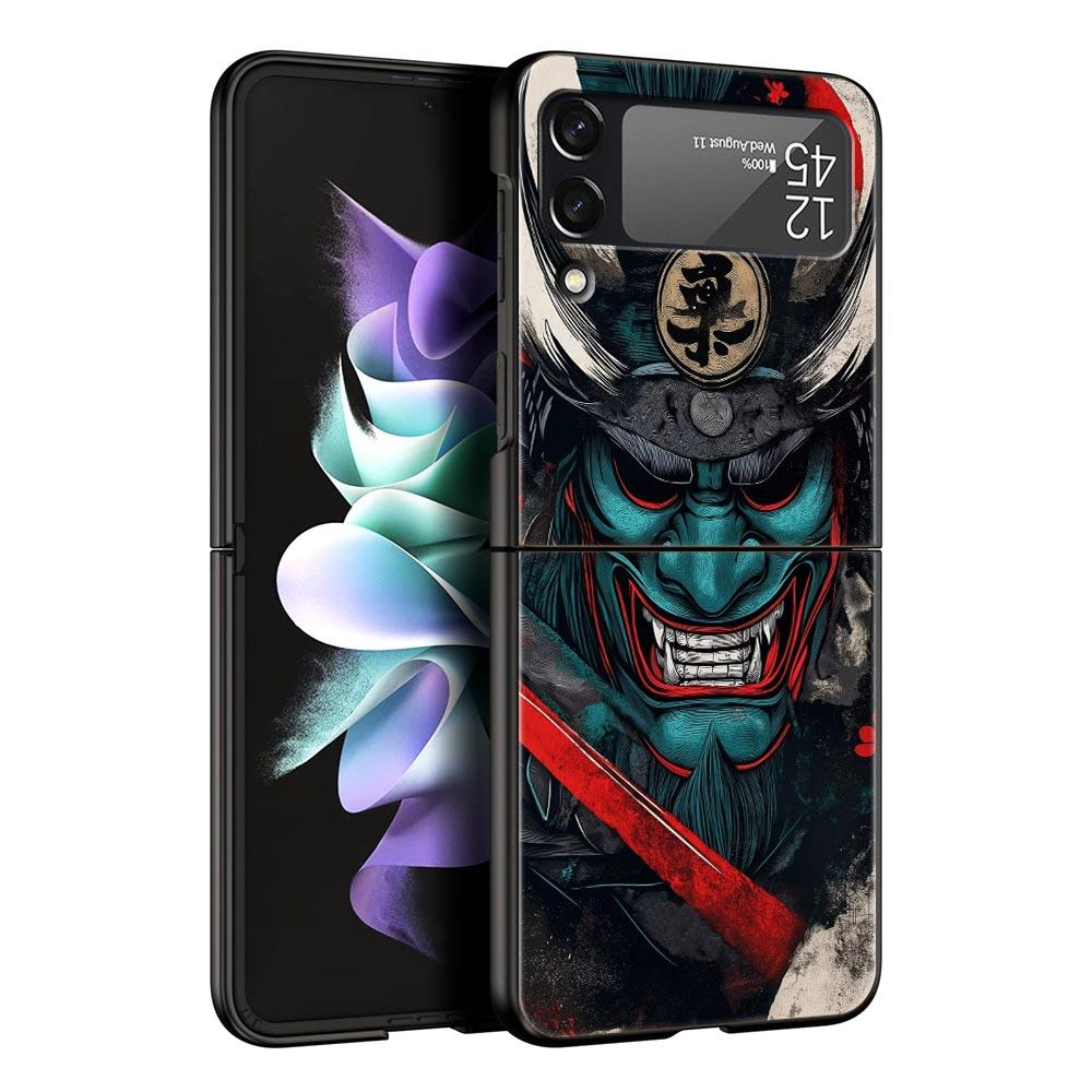 Phone Case for Samsung Galaxy Z Flip 3 4 5 6 7 Folding Shell For Samsung Z Flip4 Flip5 PC Hard Cover Japanese Bushido Samurai