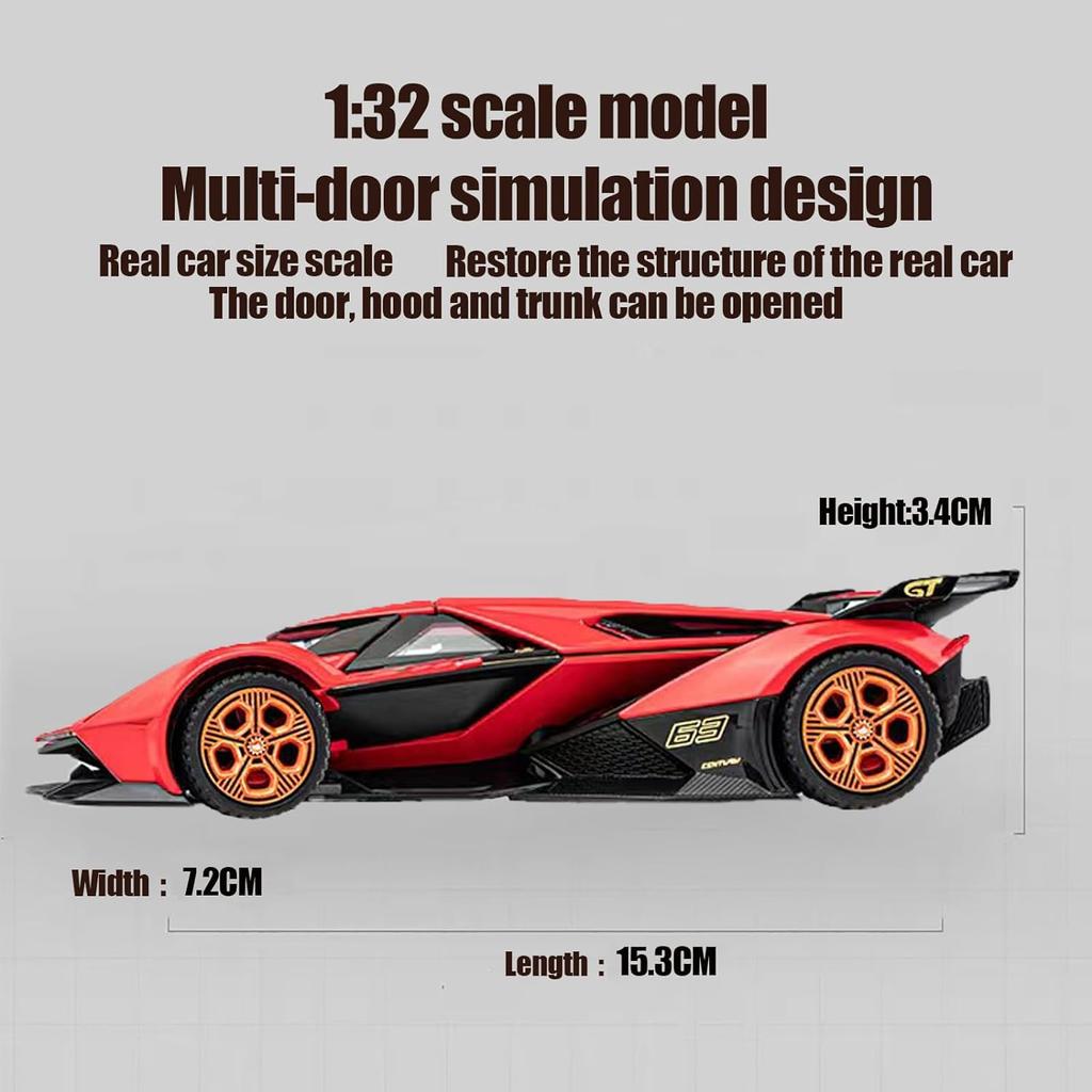 1/32 Toy Cars Lambo V12 Race Car Toys Model Die-cast Pull Back Model with Sound and Light Toy Vehicle for 3+Year Old Boys Festival Gift Car