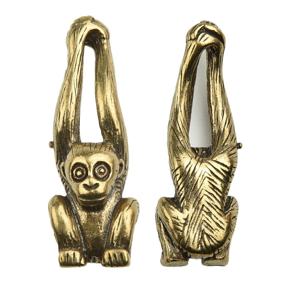 Convenient Monkey Ornament Animal Figurine Mini Statue Vintage Vivid Antique Brass Craft Decoration Desk Display