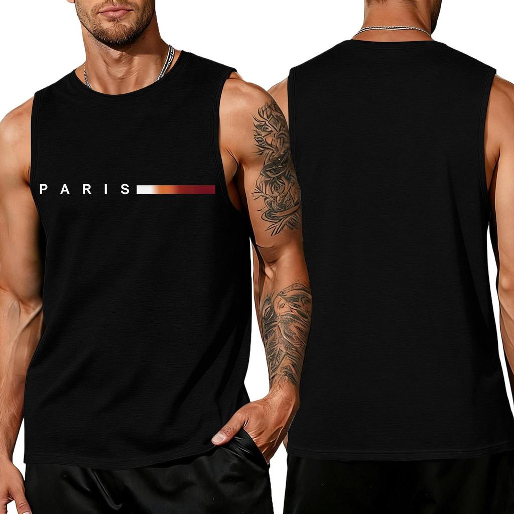 Men's Loose And Casual Trend Letter Pattern Printed Tank Top For Men, Men's Sporty Breathable Sleeveless Top