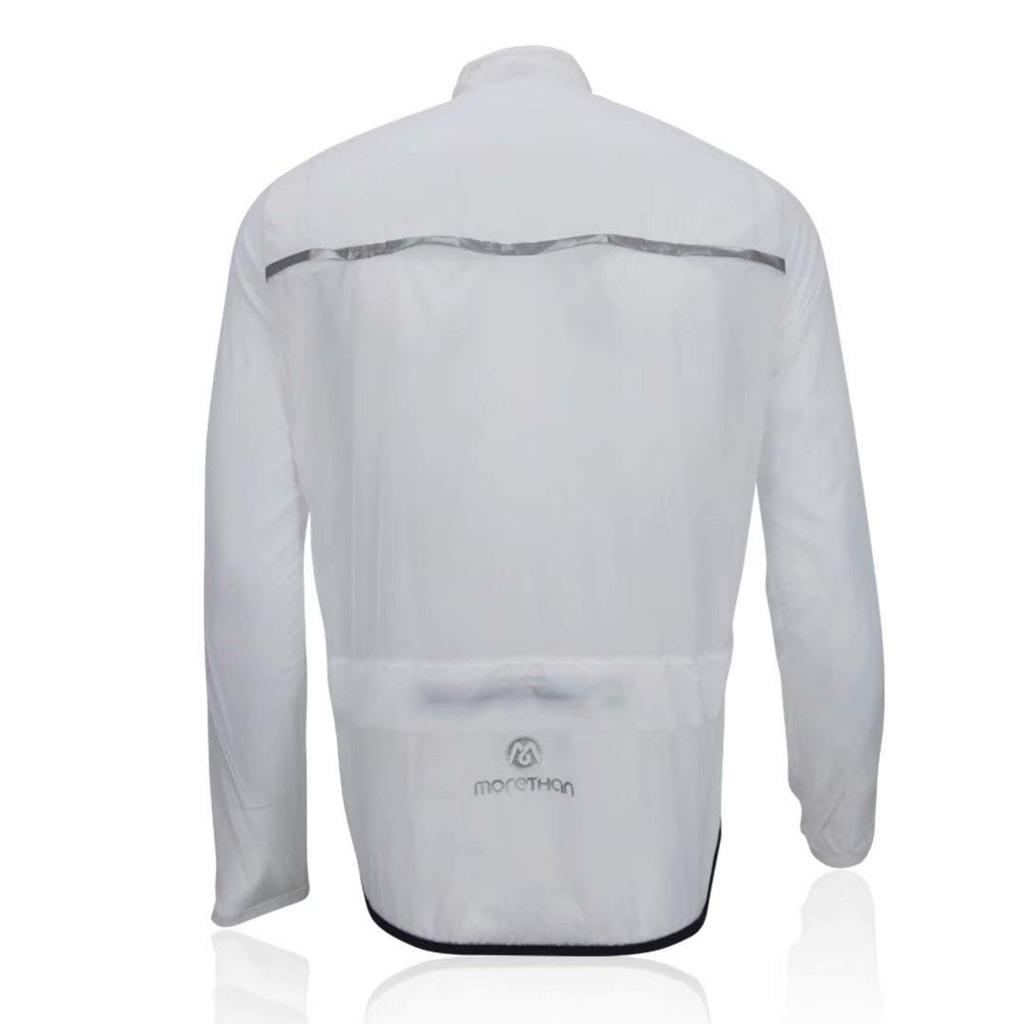 Morethan Windbreaker Cycling Jacket with and Back Pockets Size M Men's Ultra-Lightweight Water-Repellent (WVP-007), White,