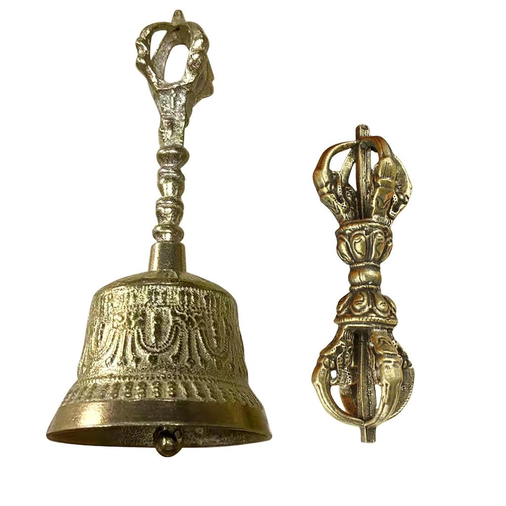 HAMILO Tibet Bell Vajra Amulet Purification Healing Esoteric Tool 2-piece Set (Gold)