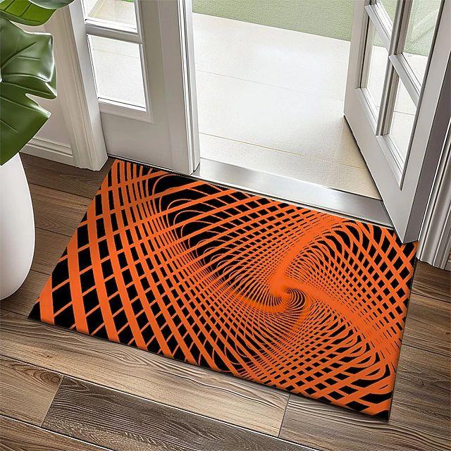 Blue Neon Grid Printed Carpet Abstract Geometric Printed Door Mat Living Room Bedroom Entrance Decoration Floor Mat