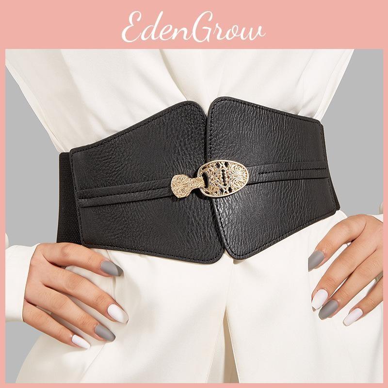 Gold Buckle Fashion Decoration Women Casual Black Faux Leather Belt For Daily