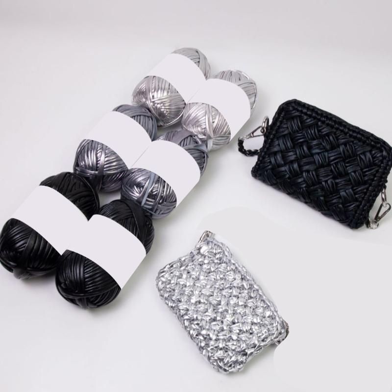6 Pieces Crochet Yarn Metallic T-Shirt Yarn Fabric Cloth Knitting Yarn Polyester Yarn for Bag Cushion Knitting