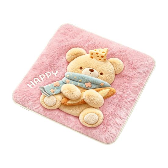 Cute Puppy Pattern Pad Plush Animal Chair Pad, Square Cozy Seat Cushion, Cat Pattern, 15.8 Comfortable Office Cushion x Inch with Non-Slip Backing for