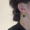 Silver Color Bead Drop An Jade Earrings For Women Girl Ethnic Retro Temperament Banquet