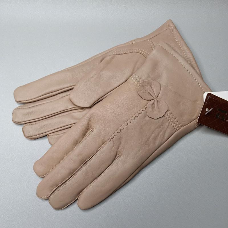 Gants en cuir pour femmes, couleur unie, gants de Protection chauds, accessoires d'extérieur, automne et hiver
