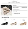 Womens Spring Fairy Style 2025 Chunky Heel Leather Shoes Soft Lowcut Medium Heel Plus Sizes 4143