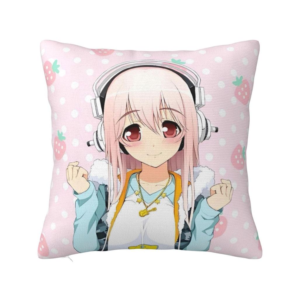 Pillow Cover Japanese Anime Super Sonico Manga Custom Diy Cushion Cover Pillow Case For Chair Sofa Home Decoration Pillowcases