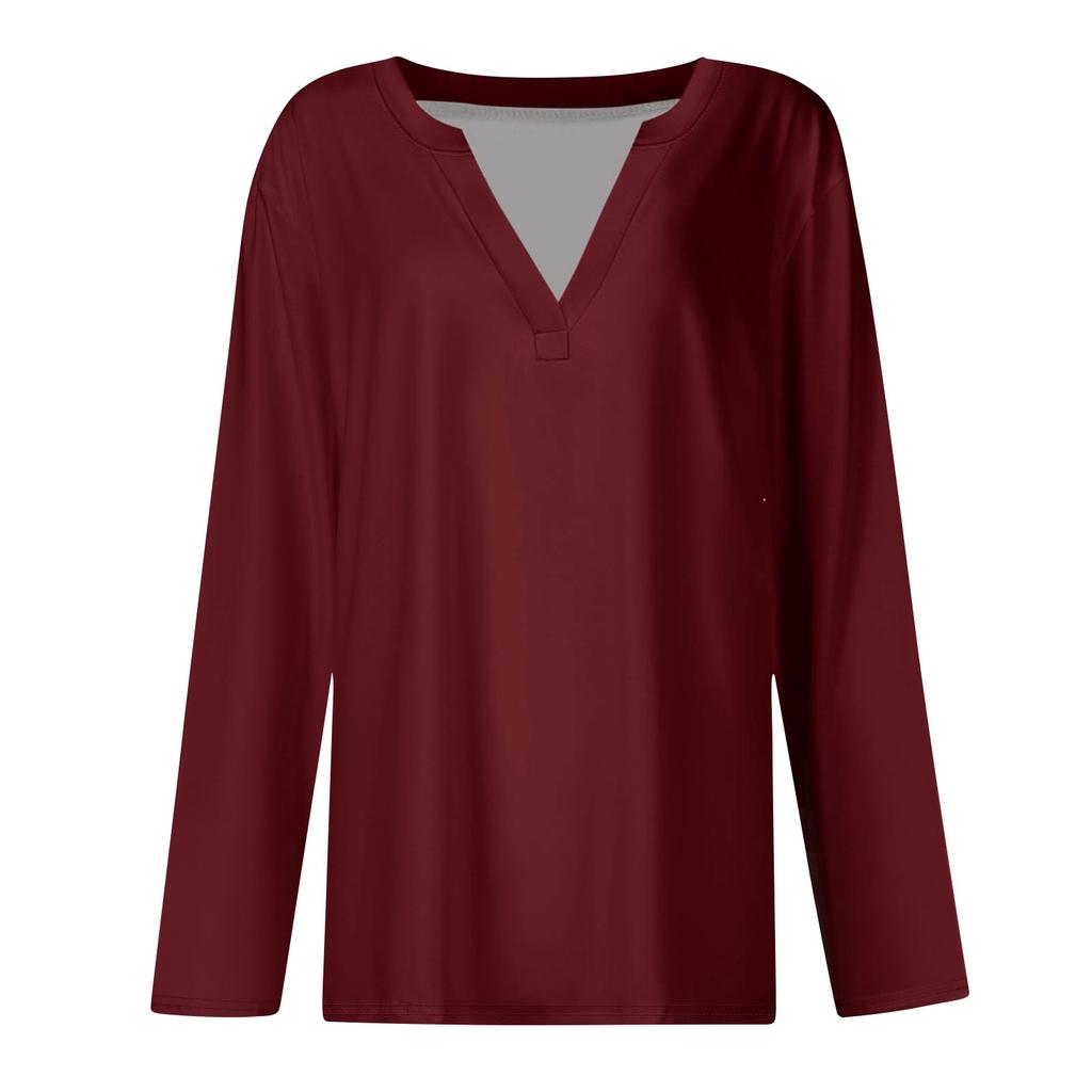 Women's T Shirt Tee Color Long Sleeve Daily Weekend Fashion Basic V Neck Regular Top