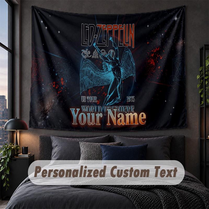 Custom Name Text Tapestry,Led Zeppelin Decorative Wall Hanging, Background Tapestry For Home Bedroom