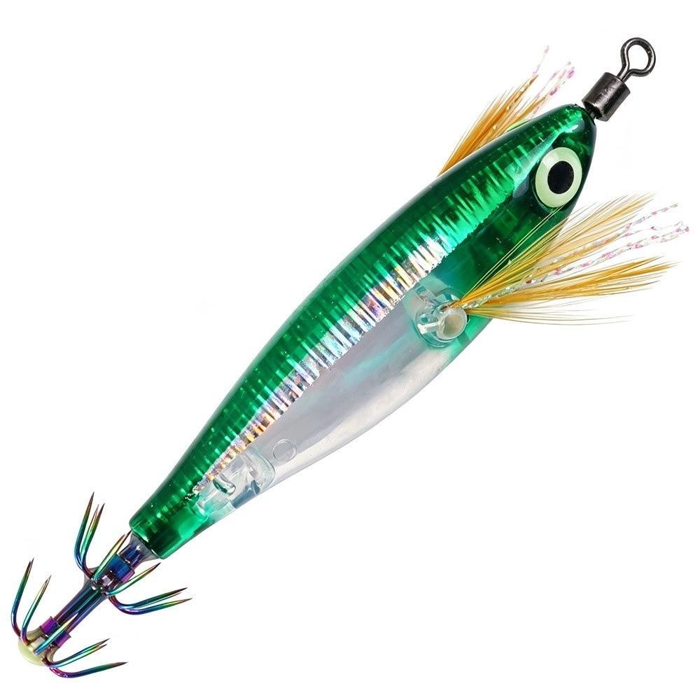 8cm Length Horizontal Squid Jigs 5.5g Weight Horizontal Design Jigging Bait Lure Sharp Hook Point Luminous Body