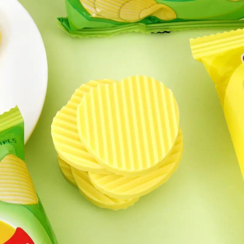 Interesting Exam Writing Correction Tool - 4 Pcs/Set Potato Chip-Shaped Eraser, Pencil Cleaning Eraser, School Stationery Gift