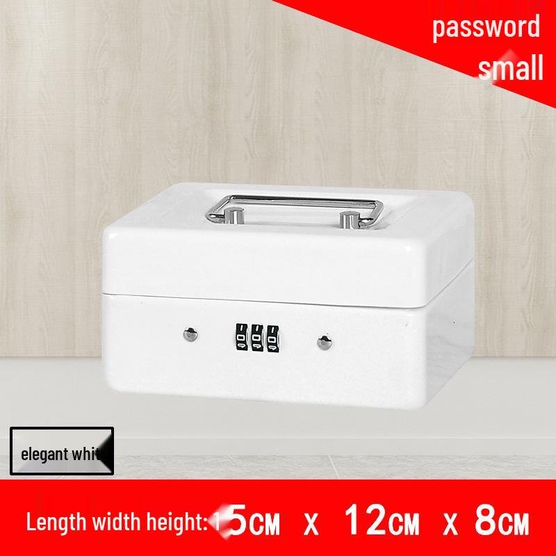 Portable Thickened Metal Cash Box with Lock and Password, Secure Storage Organizer