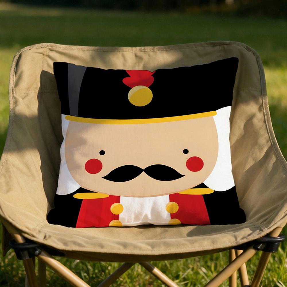 Figure NNutcracker Doll Cushion Cover Soft Reversible  Durable Pillow Cover  MultiScene Use for Home  Car Daily Comfort