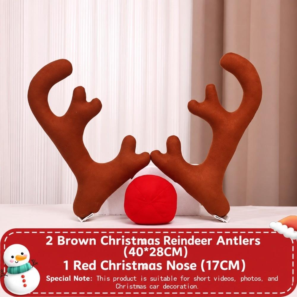 Warm Light Strip Car Lighted Reindeer Antlers Reusable Car Reindeer Kit Festive Atmosphere