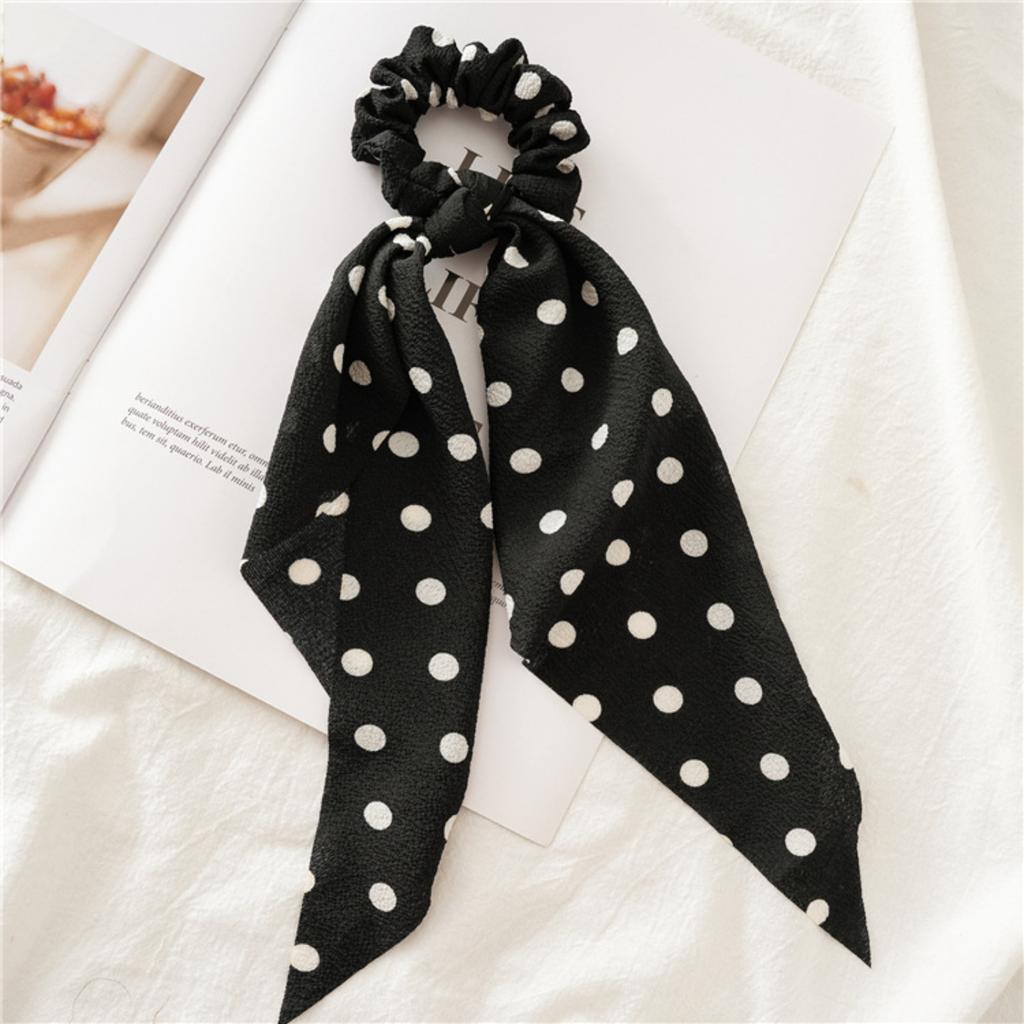 Floral Fabric Scrunchie Hair Tie with Long Ribbon Bow Lightweight Elastic Hair Accessory for Women and Girls Suitable for Various Hairstyles