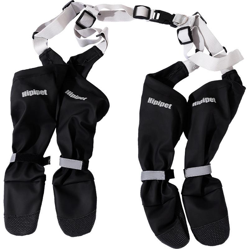 Large Size Dog Boots with Suspenders Waterproof Anti-Slip Adjustable Dog Booties for Small Medium Dogs Outdoor Walking Hiking