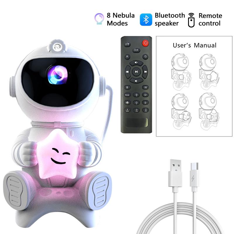 

Astronaut LED Night Light Galaxy Star Projector Bluetooth Speaker Remote Control Timer 360° Adjustable Angle for Bedroom Decor