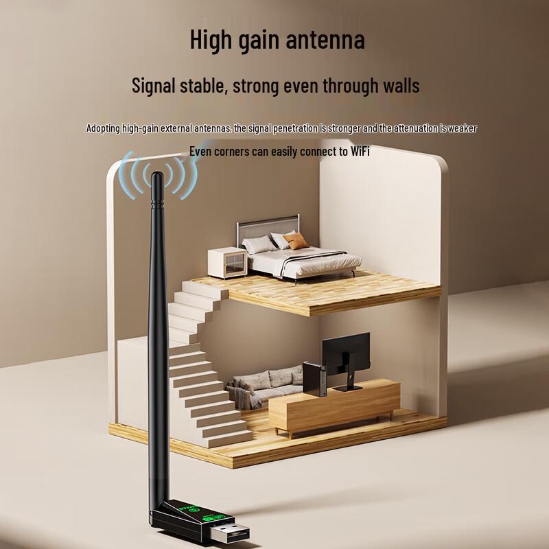Biyaz WiFi6 USB Wireless Adapter with High-Gain Antenna