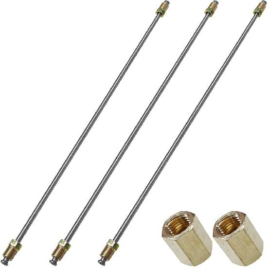 3PCS 3/16" Brake Line Kit With Fittings, Flexible 16" Long Stainless Steel Brake Lines Tubing With Inverted Double Flares & Standard Tube Nut,