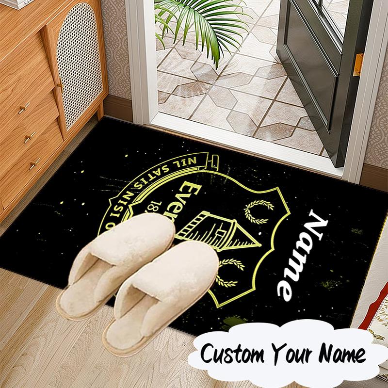 Custom Name Everton Football Crest Rug for Living Room, Game Rooms, Office, Bedroom, Floor Mat Playful Design, Fan Gifts Christmas Decor