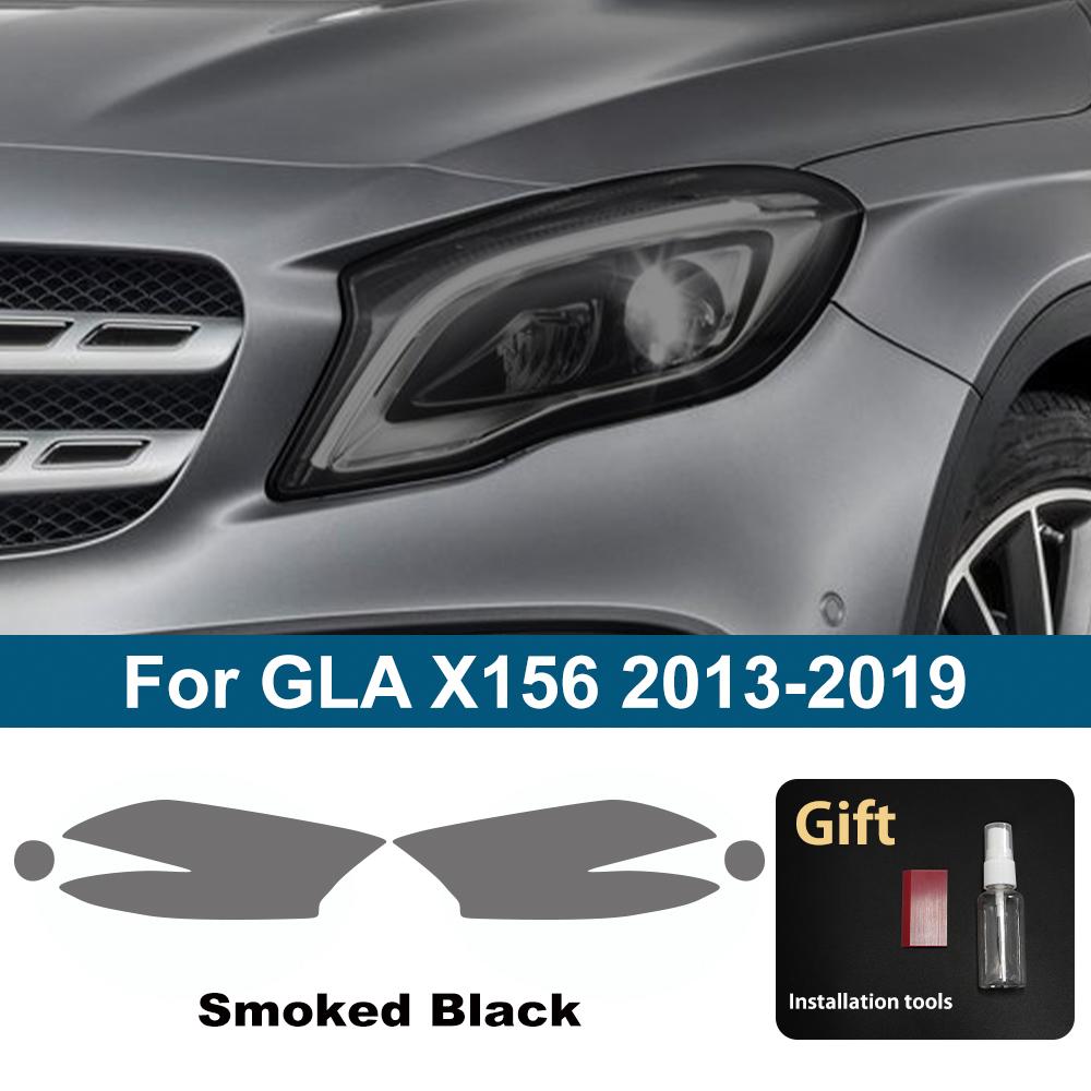 For Mercedes Benz GLA/GLB/GLC/GLK/GLE/GLS Pre-Cut TPU Headlight PPF Smoke Black High Gloss Anti-Scratch Protective Vinyl Wrap