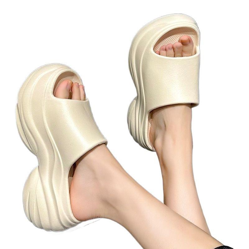 Deodorant mop home and slippers women's summer outer wear new huge thick one-word mop muffin thick bottom sandals non-slip