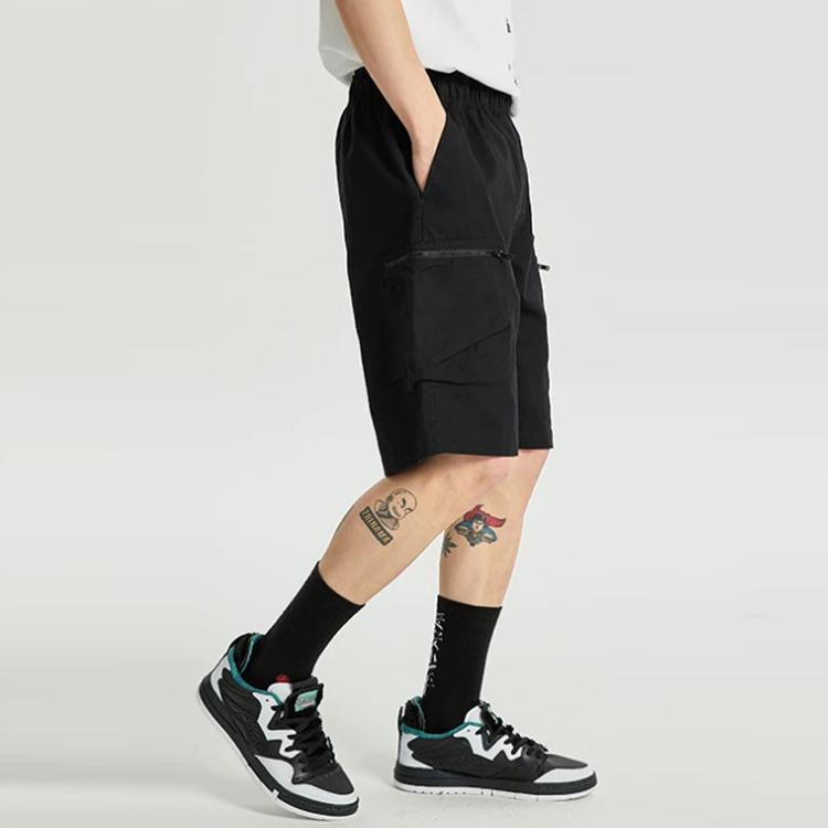 Li Ning Badfive Sports Basketball Series Loose Zipper Pocket Sports Shorts Men shorts Black AKSR157-3