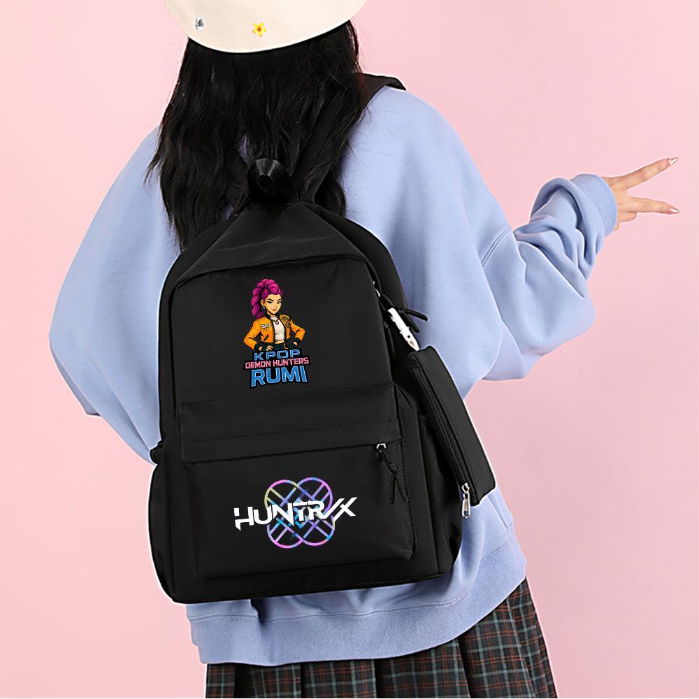 4Pcs/set Cartoon K-Pop Printed Backpack with Handbag Pencil Case for Teenager Student Boy Girl Schoolbag Bookbag Large Capacity Travel Bag Kid Gift