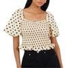 Womens/Ladies Polka Dot Square Neck Puff Sleeve Top