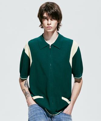 SSY Varsity Summer Half Knit Zip-Up Green