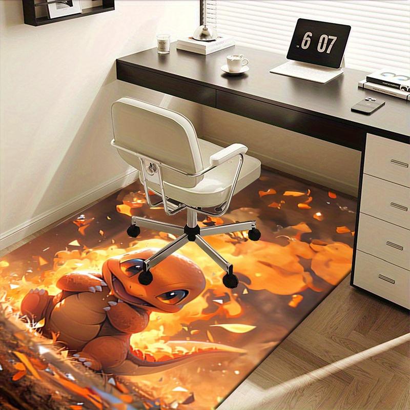 Office Carpet: Charmander Themed Sofa Rug for Under Chairs, Protection Mat Cute Pokémon Deco