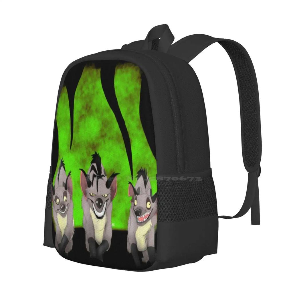 Hyenas Teen College Student Backpack Pattern Design Bags Hyena Trouble Pride Lands Movie Kids Show Evil Bad Villain Group Mean