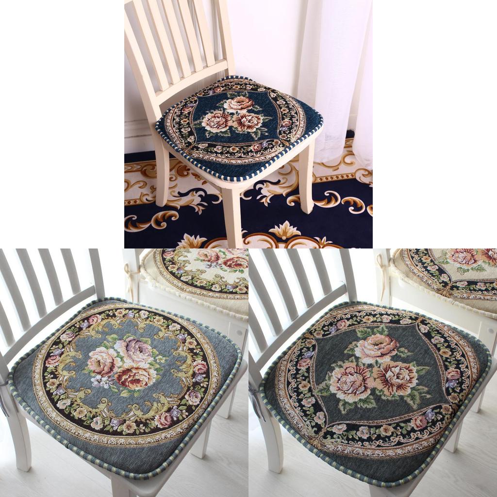 Chenille Non Slip Chair Cushion With Floral Pattern For Home Dining And Office