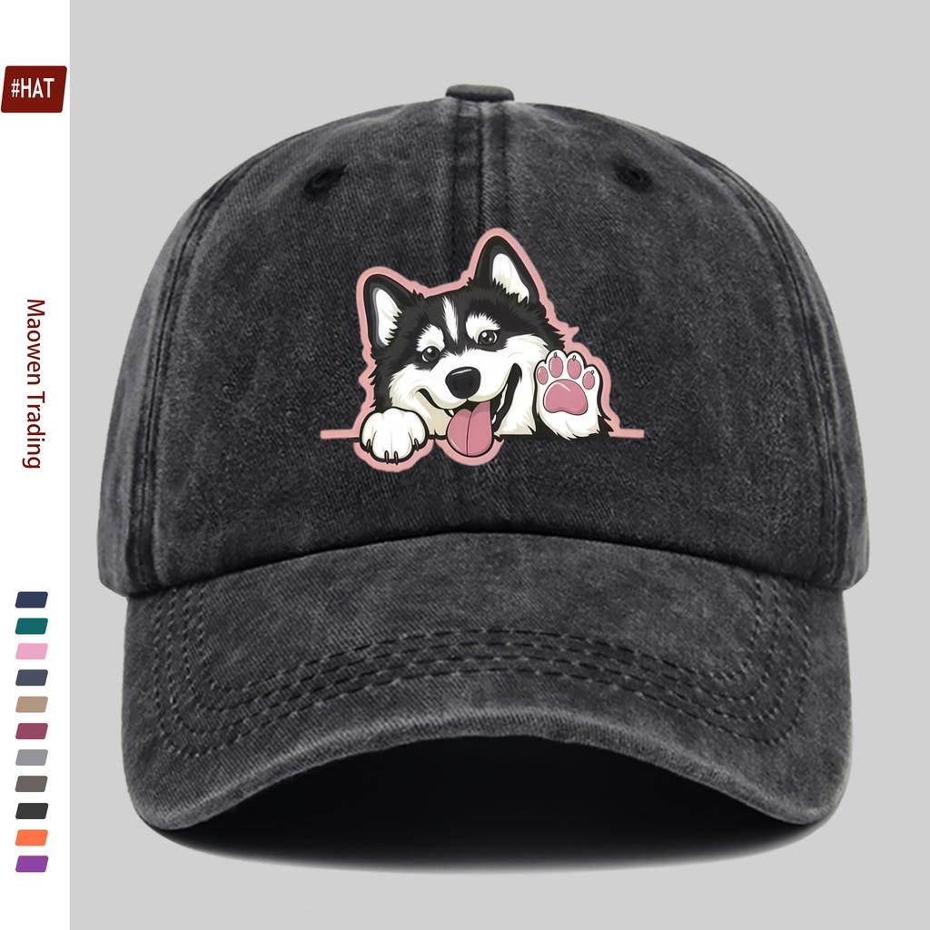Pc Cute Husky Cartoon Printed Baseball Cap Casual Fashion Printed Trucker Sun Hat Comfortable Lightweight Papa Hat Dad Mom B